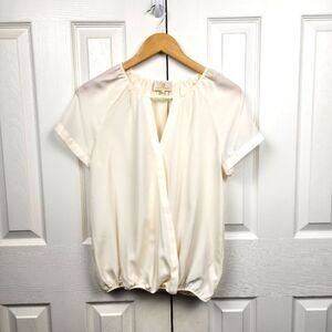 Collective Concepts Ivory Wrap Semi-Sheer Blouse Size Small